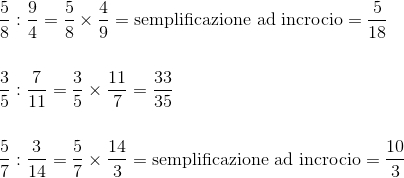 Esempi di moltiplicazione e divisione per 5