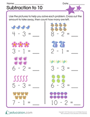 Subtraction examples for preschoolers