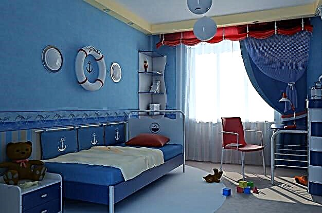 Curtains in the nursery in a marine style